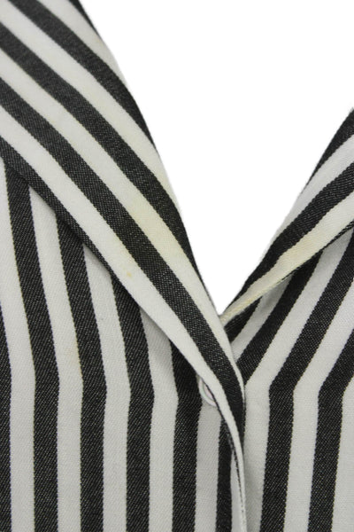 Paige Womens Striped Tencel Collared Button-Up Long Sleeve Basic Size L