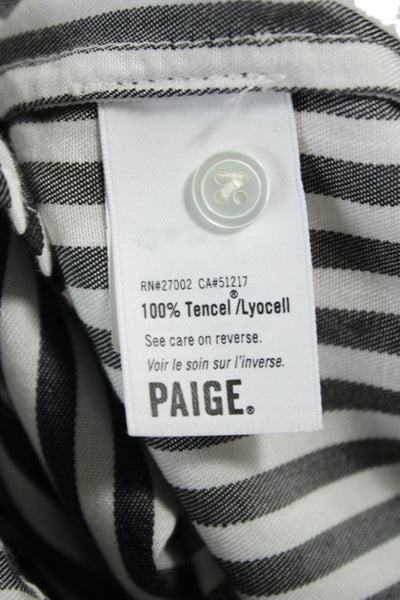 Paige Womens Striped Tencel Collared Button-Up Long Sleeve Basic Size L