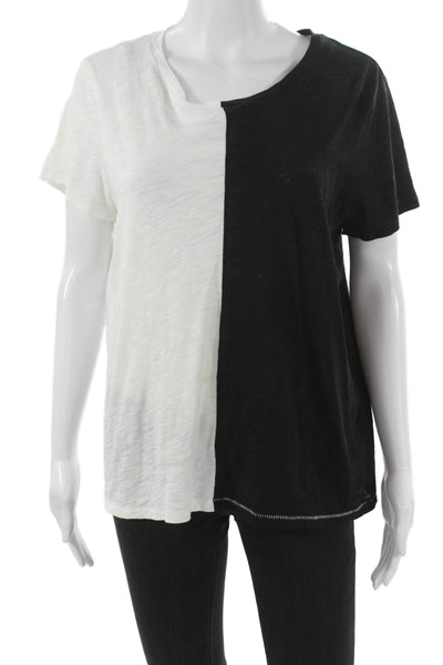 Goldie Women Black Pima Cotton Colorblock T-Shirt Short Sleeve Size L