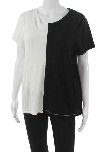 Goldie Women Black Pima Cotton Colorblock T-Shirt Short Sleeve Size L