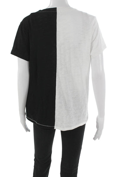 Goldie Women Black Pima Cotton Colorblock T-Shirt Short Sleeve Size L