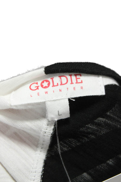 Goldie Women Black Pima Cotton Colorblock T-Shirt Short Sleeve Size L