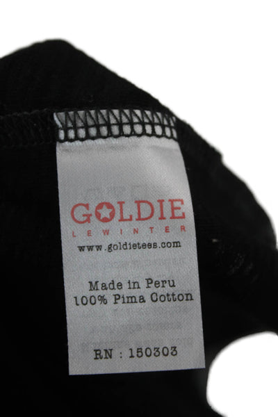 Goldie Women Black Pima Cotton Colorblock T-Shirt Short Sleeve Size L