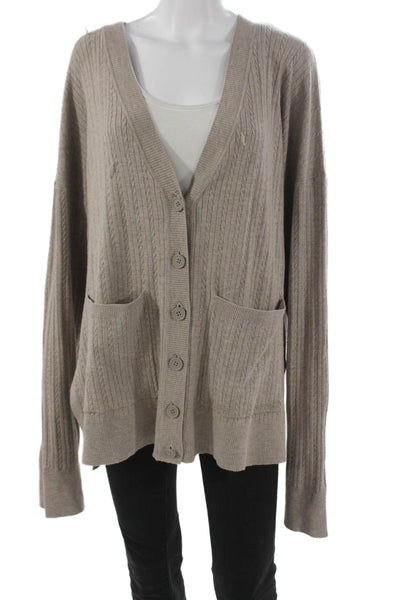 Splendid Womens V Neck Viscose Cardigan Beige Long Sleeve Solid Size XL
