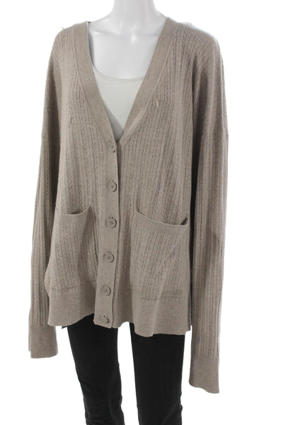 Splendid Womens V Neck Viscose Cardigan Beige Long Sleeve Solid Size XL