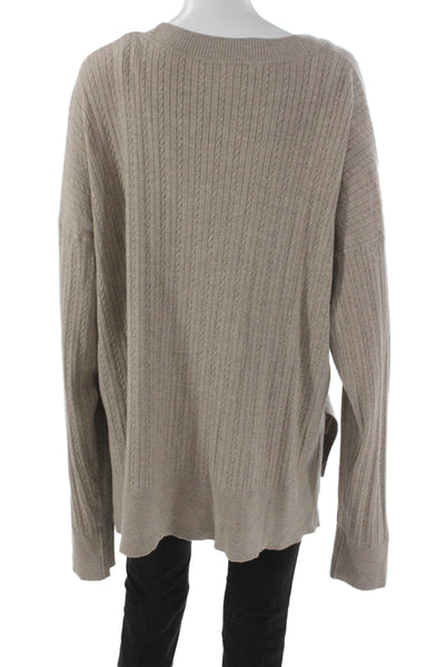 Splendid Womens V Neck Viscose Cardigan Beige Long Sleeve Solid Size XL