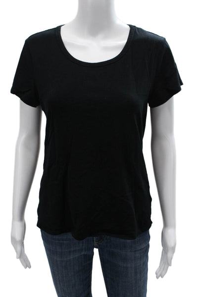 Danskin Womens Basic Scoop Neck Cotton Short Sleeve T-Shirt Black Size S