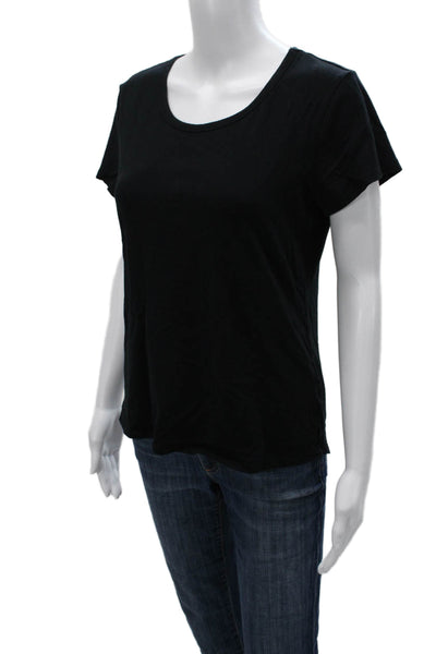Danskin Womens Basic Scoop Neck Cotton Short Sleeve T-Shirt Black Size S
