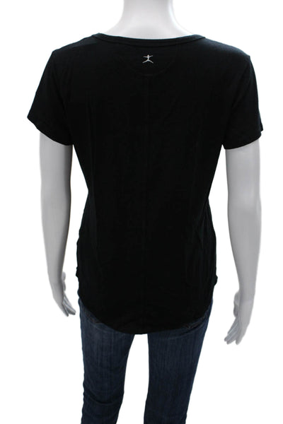 Danskin Womens Basic Scoop Neck Cotton Short Sleeve T-Shirt Black Size S