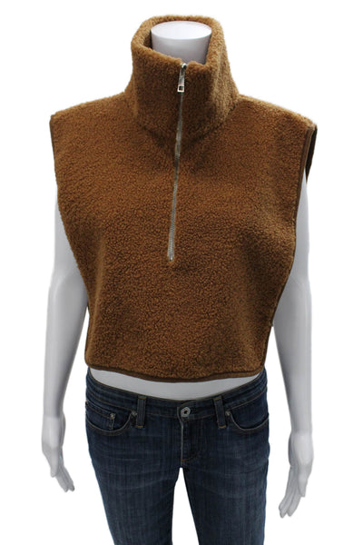 Steve Madden Women Dickey Collar Vest Brown High Neck Sleeveless Size One Size