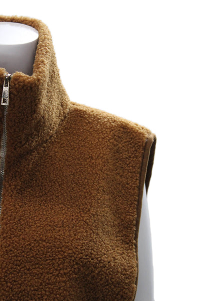 Steve Madden Women Dickey Collar Vest Brown High Neck Sleeveless Size One Size