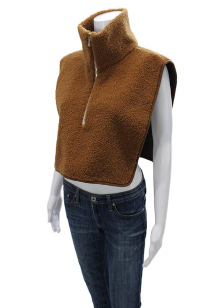 Steve Madden Women Dickey Collar Vest Brown High Neck Sleeveless Size One Size