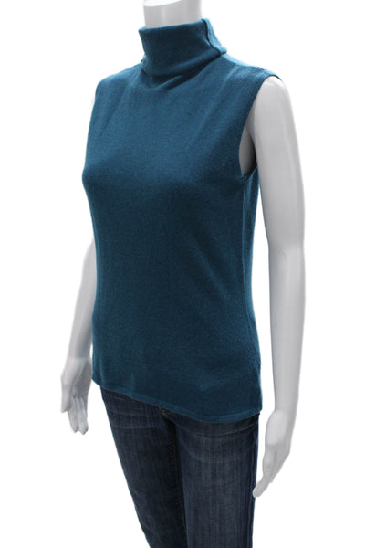 Diane Snyder Womens Blue Cashmere Turtleneck Tank Sweater Size S