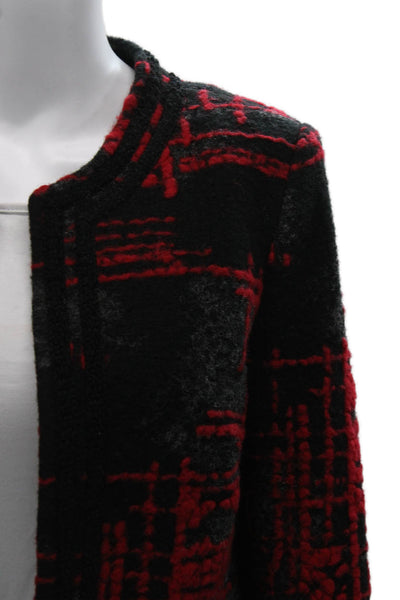 Helene Womens Boucle Pencil Skirt Black Red Wool Blend Size Small
