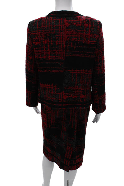 Helene Womens Boucle Pencil Skirt Black Red Wool Blend Size Small