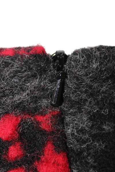 Helene Womens Boucle Pencil Skirt Black Red Wool Blend Size Small