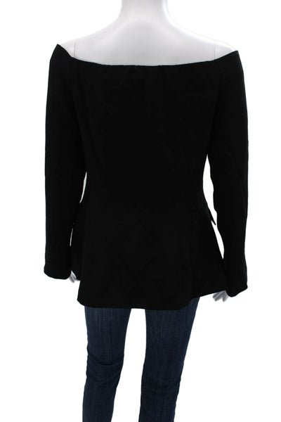 Amanda Uprichard Womens Off Shoulder Black Long Sleeve Button Blouse Size S
