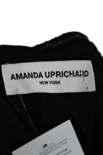 Amanda Uprichard Womens Off Shoulder Black Long Sleeve Button Blouse Size S