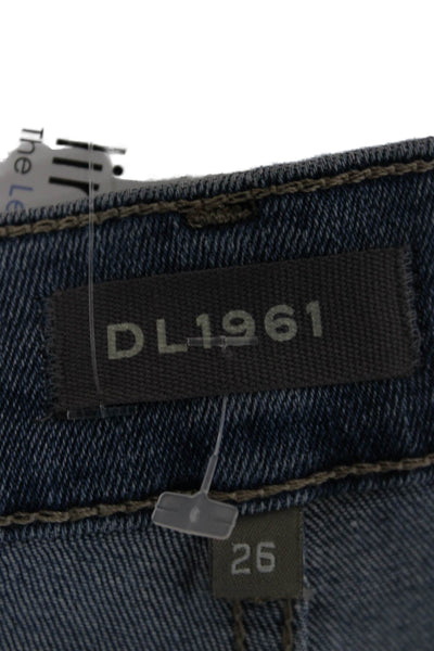 DL1961 Women Cropped High Rise Blue Cotton Jeans Button Fly Size 26
