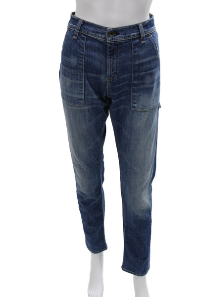 Rag & Bone Womens Tapered Jeans Blue High Rise Cotton Blend Size 28
