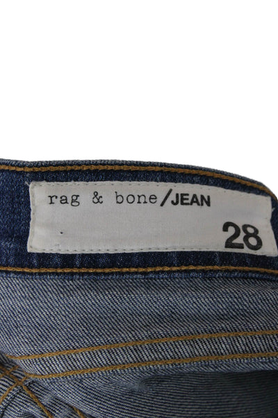 Rag & Bone Womens Tapered Jeans Blue High Rise Cotton Blend Size 28
