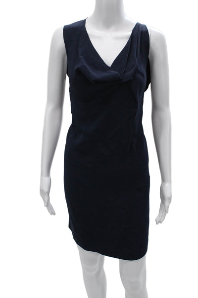Roland Mouret Womens Sheath Dress Blue Sleeveless Cowl Neck Viscose Size 8