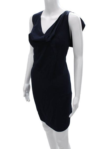 Roland Mouret Womens Sheath Dress Blue Sleeveless Cowl Neck Viscose Size 8