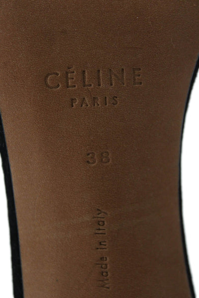 Celine Womens Stiletto Metal Geometric Ankle Strap Sandals Black Leather Size 38