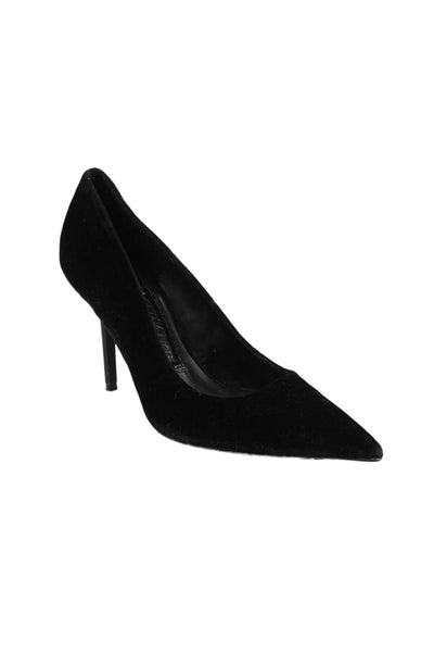 Zara Women's Pointed Toe Faux Suede Stiletto Pumps Black Size 39