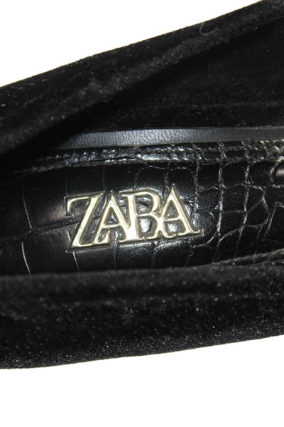 Zara Women's Pointed Toe Faux Suede Stiletto Pumps Black Size 39