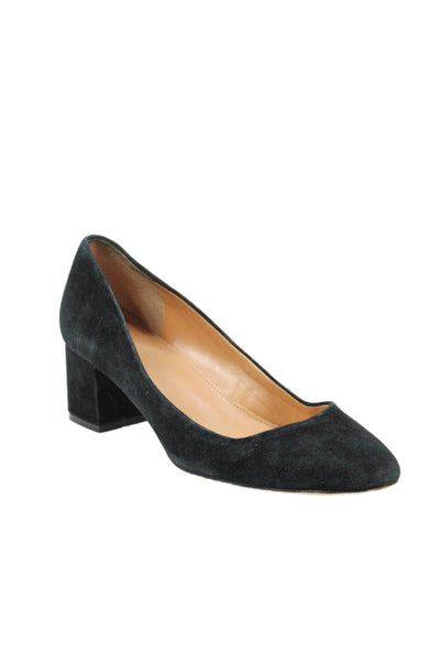 J Crew Women's Block Heel Suede Round Toe Work Shoes Black Size 9