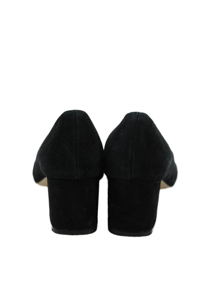 J Crew Women's Block Heel Suede Round Toe Work Shoes Black Size 9