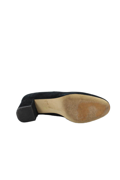 J Crew Women's Block Heel Suede Round Toe Work Shoes Black Size 9