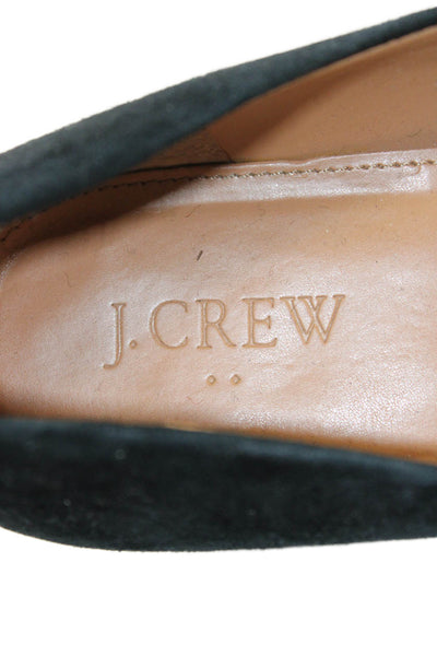 J Crew Women's Block Heel Suede Round Toe Work Shoes Black Size 9