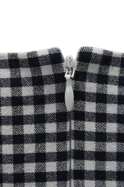 J Crew Womens Pencil Dress Black Gingham Cotton Blend Crew Neck Zip Size 4