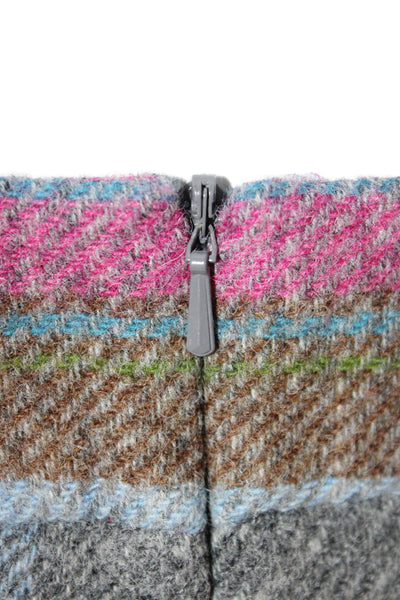 Boden Womens Straight Pencil Skirt Multicolor Plaid Wool Zip Short Size 4