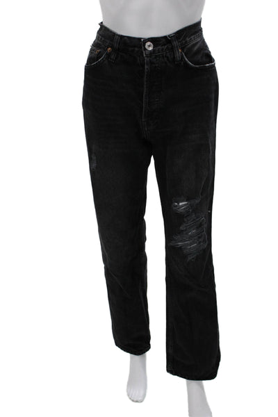 Re/Done Womens Straight Jeans Black 100% Cotton Mid Rise Size 27