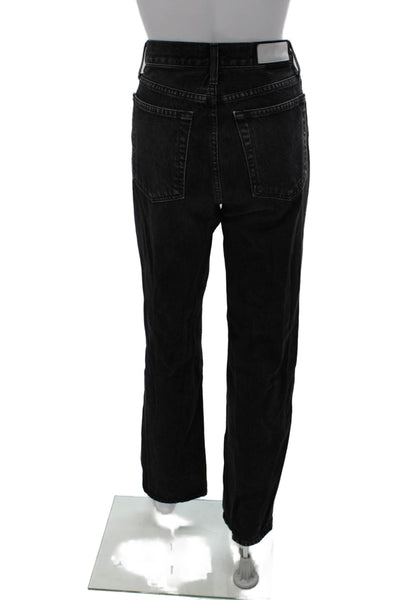 Re/Done Womens Straight Jeans Black 100% Cotton Mid Rise Size 27