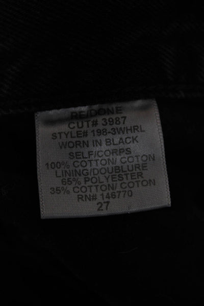Re/Done Womens Straight Jeans Black 100% Cotton Mid Rise Size 27