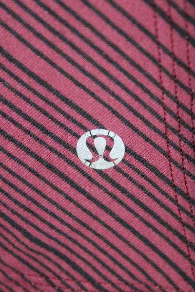 Lululemon Womens Red Striped Boat Neck Long Sleeve Casual Top Size 4