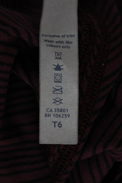 Lululemon Womens Red Striped Boat Neck Long Sleeve Casual Top Size 4