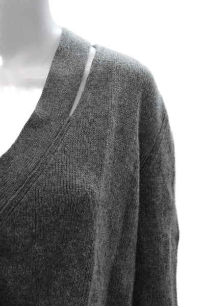 Zara Women Acrylic Blend Gray V-Neck Long Sleeve Cardigan Size S
