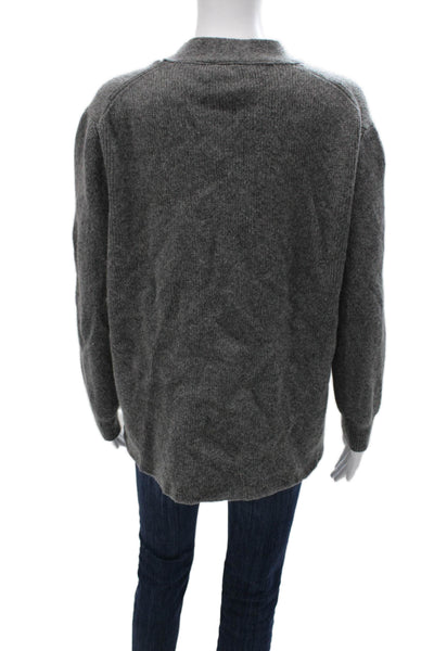 Zara Women Acrylic Blend Gray V-Neck Long Sleeve Cardigan Size S