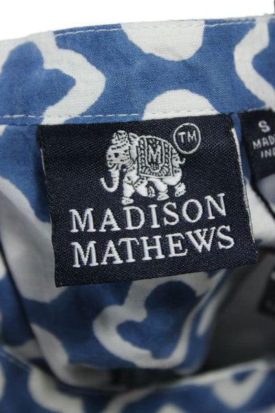 Madison Mathews Womens Blue Cotton Henley Tunic Blouse Long Sleeve Size S
