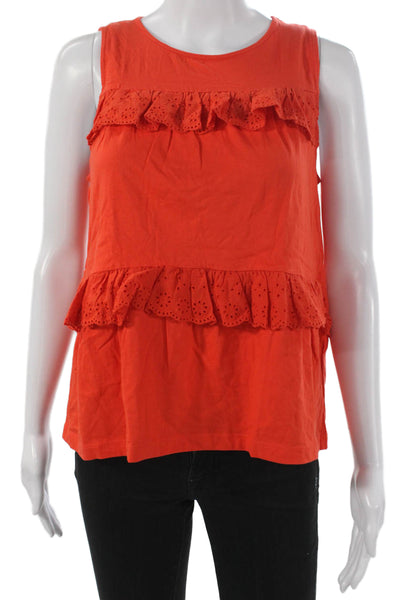 J Crew Women Basic Sleeveless Cotton Tank Round Neck Orange Size XS