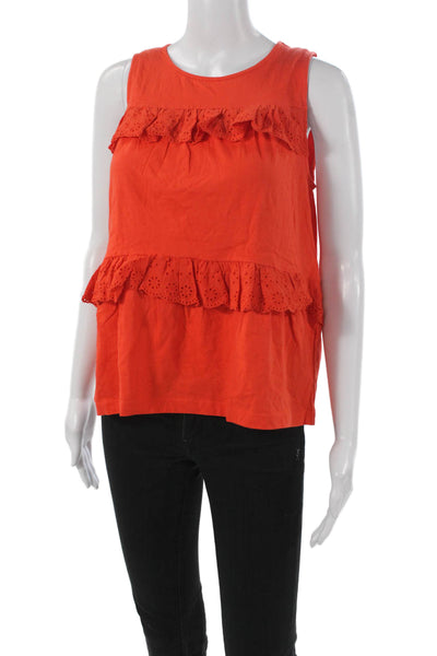 J Crew Women Basic Sleeveless Cotton Tank Round Neck Orange Size XS