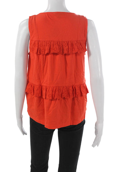 J Crew Women Basic Sleeveless Cotton Tank Round Neck Orange Size XS