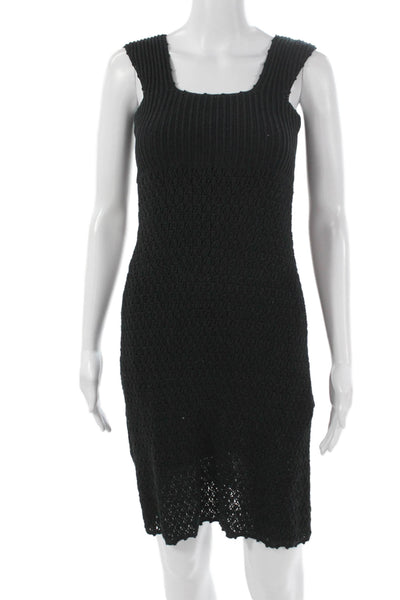 J Crew Women Tank Dress Black Square Neck Cotton Short Size XS