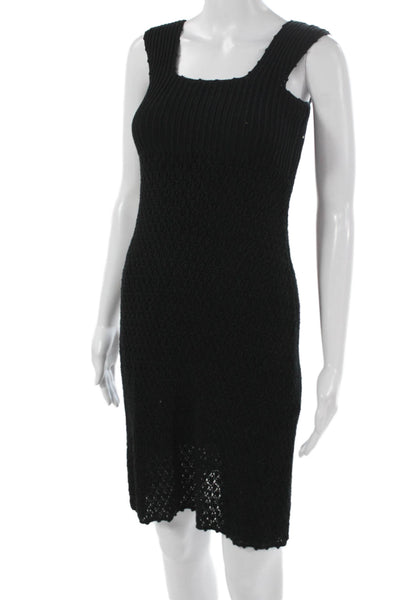 J Crew Women Tank Dress Black Square Neck Cotton Short Size XS