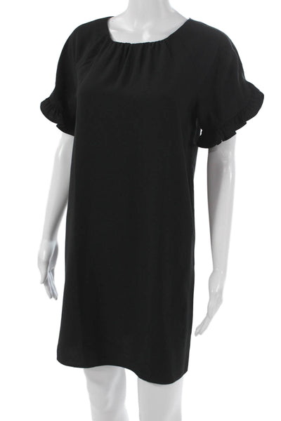 Madewell Women Black Shift Dress Short Sleeve Round Neck Polyester Size 2XS